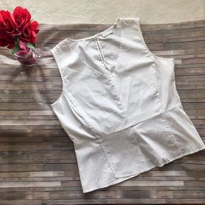 New York & Company White V-Neck Top